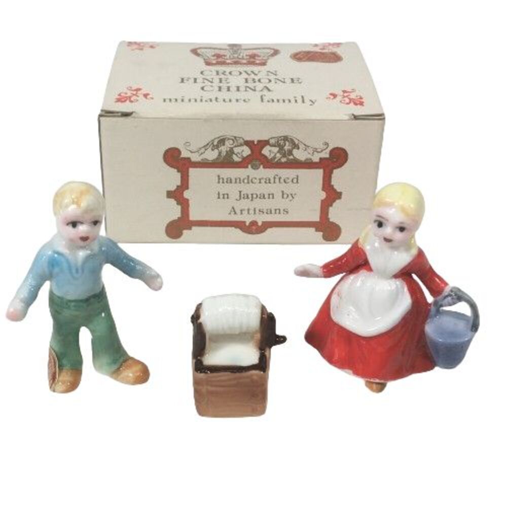 Vintage Lefton Nursery Rhyme Miniature Jack & Jill Pail Well Figurine Japan RARE